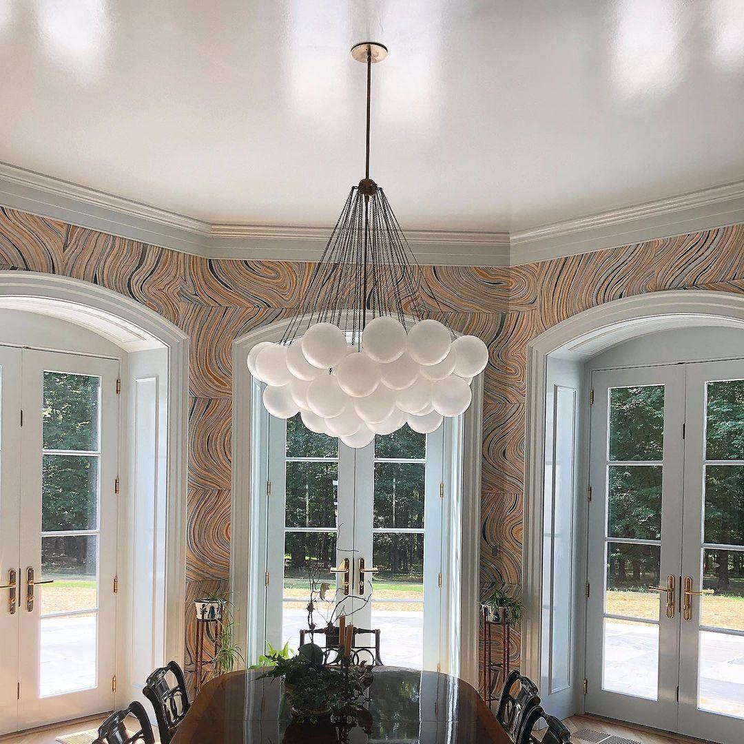 Lustra Chandelier Bulles en Verre Satiné - Neutralighting
