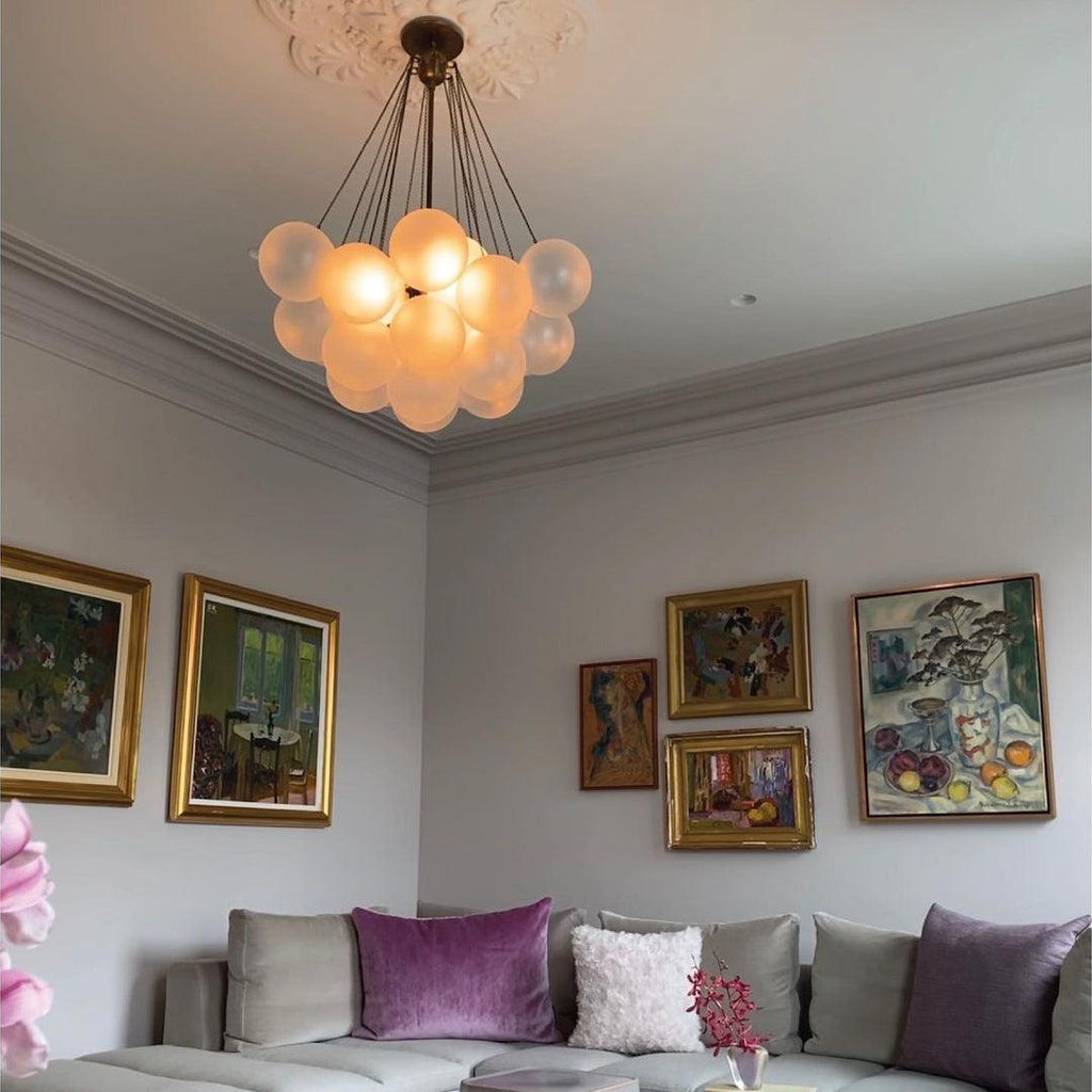 Lustra Chandelier Bulles en Verre Satiné - Neutralighting