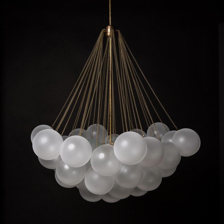 Lustra Chandelier Bulles en Verre Satiné - Neutralighting