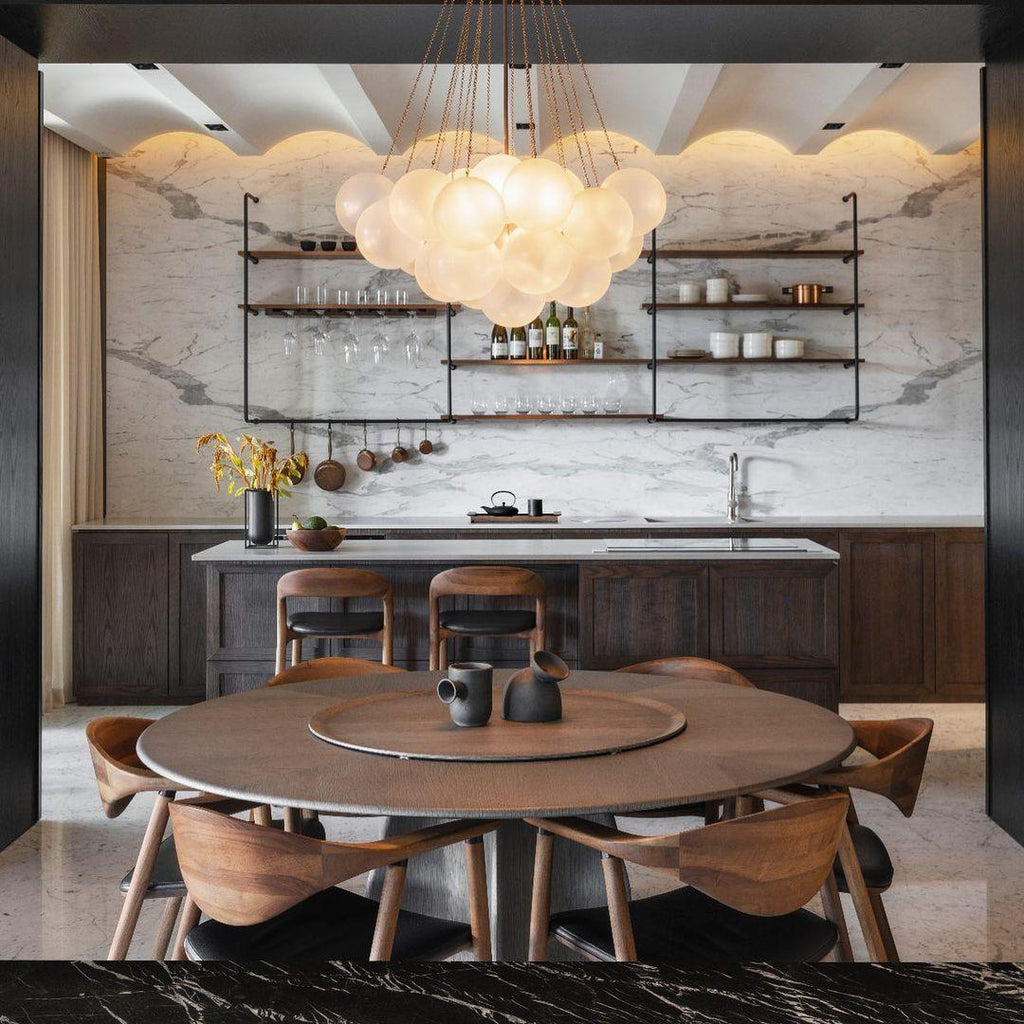 Lustra Chandelier Bulles en Verre Satiné - Neutralighting