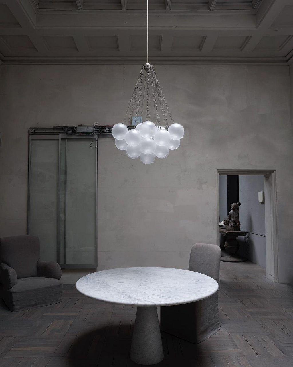 Lustra Chandelier Bulles en Verre Satiné - Neutralighting
