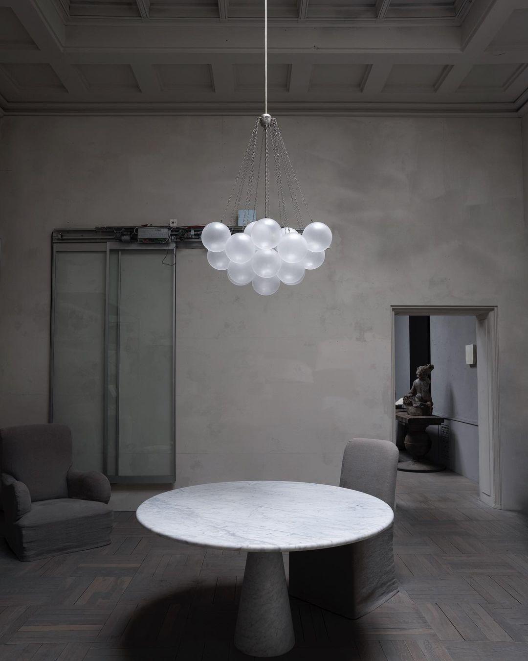 Lustra Chandelier Bulles en Verre Satiné - Neutralighting
