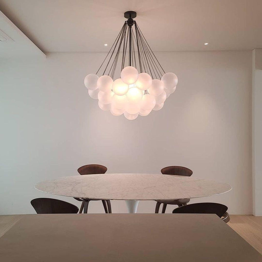 Lustra Chandelier Bulles en Verre Satiné - Neutralighting