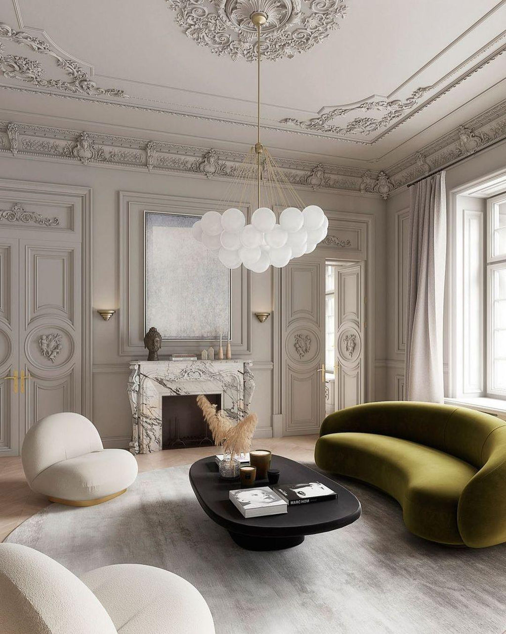 Lustra Chandelier Bulles en Verre Satiné - Neutralighting