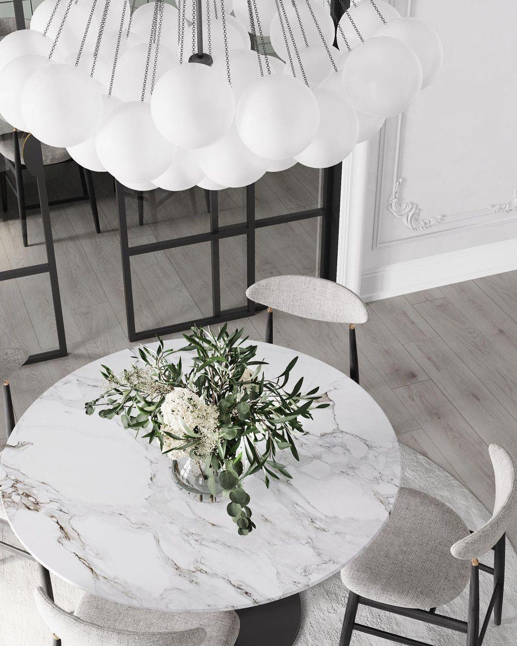 Lustra Chandelier Bulles en Verre Satiné - Neutralighting