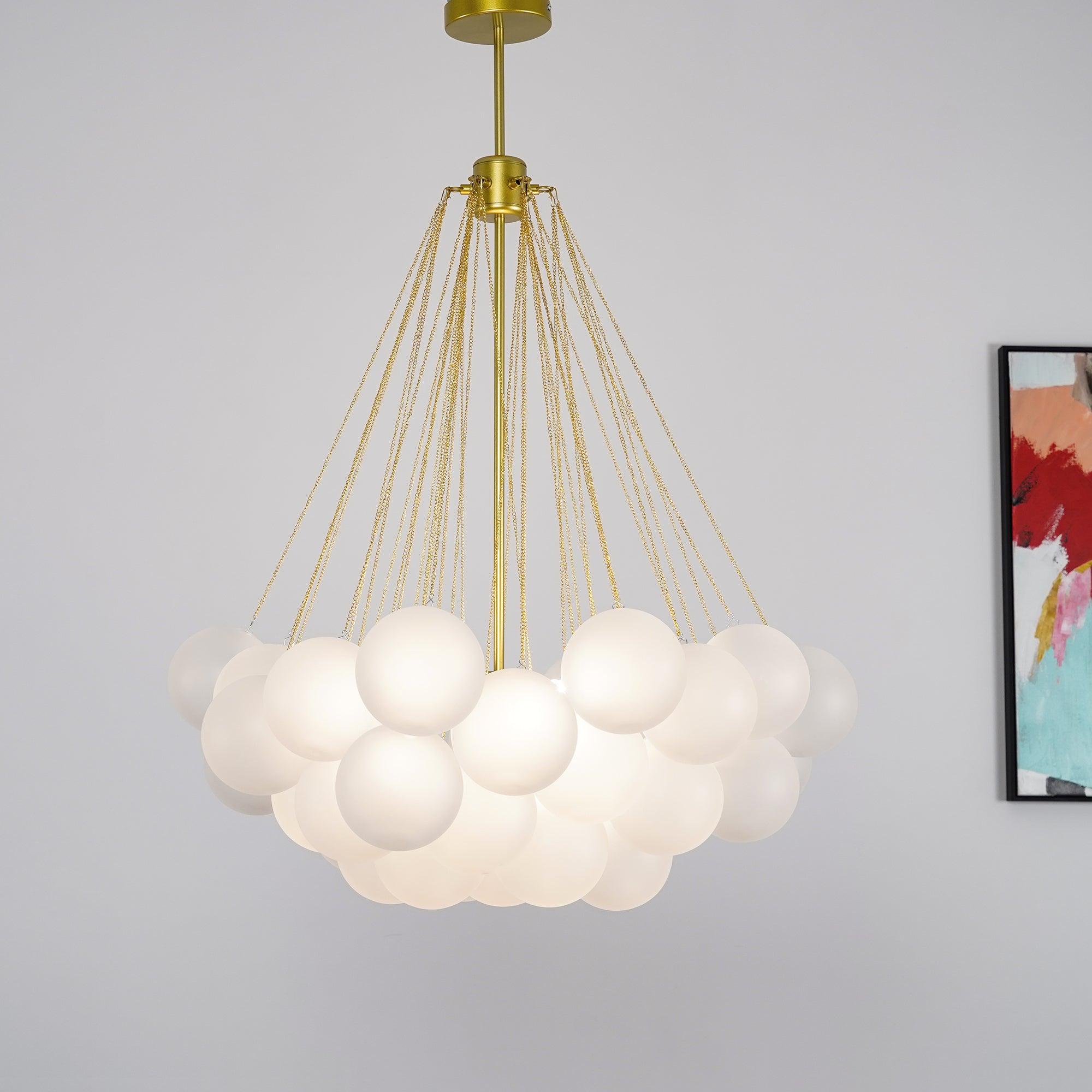 Lustra Chandelier Bulles en Verre Satiné - Neutralighting