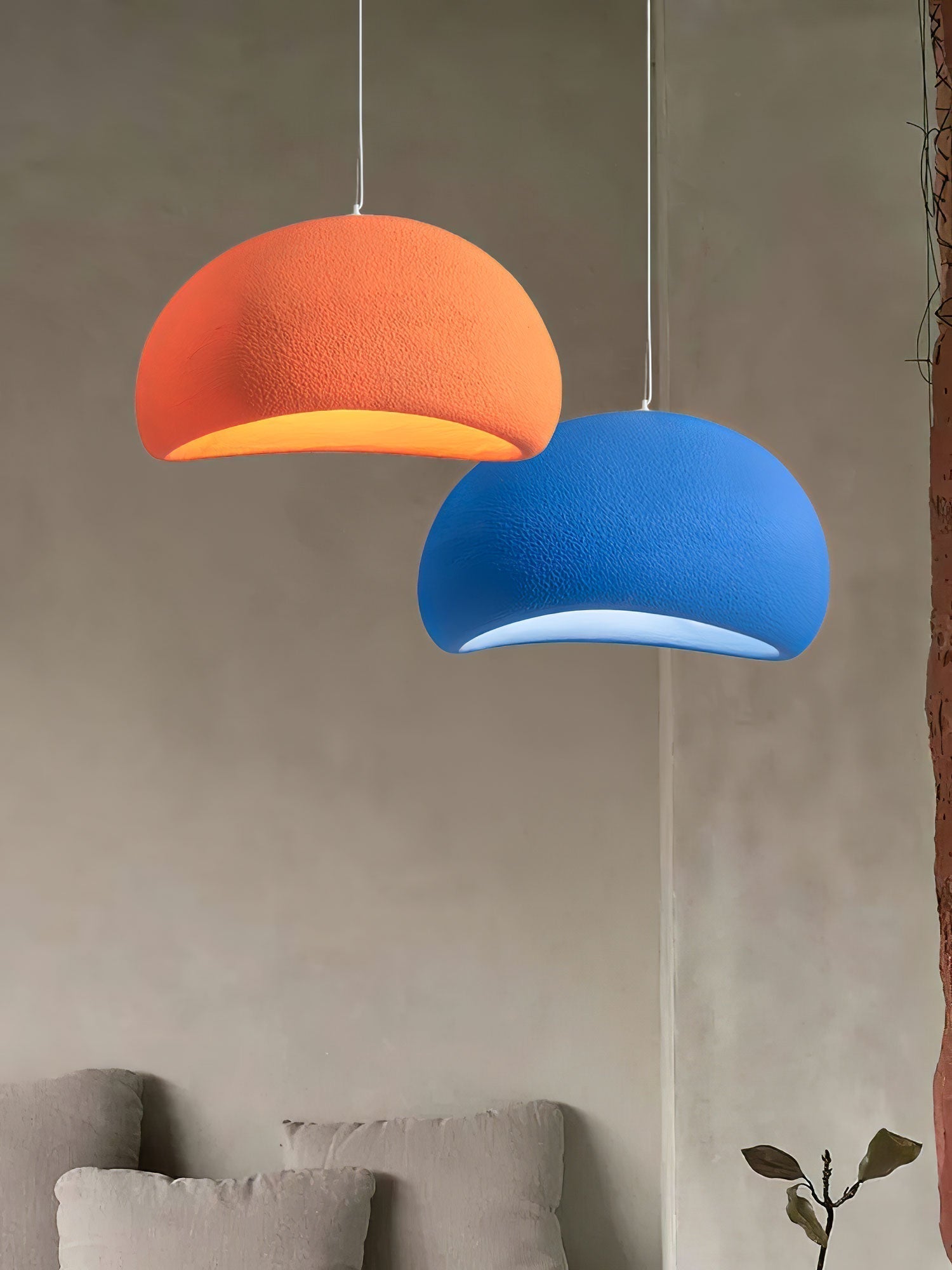 Solara Pendant Lamp Plaster Half Dome Plug In Wabi Sabi - Neutralighting