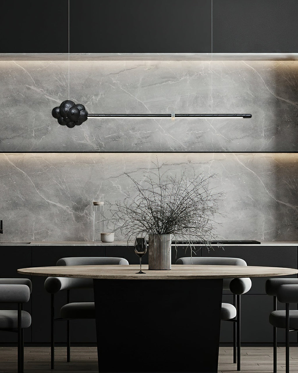 Lustra Suspension Minérale Nuage Bois Minimaliste - Neutralighting