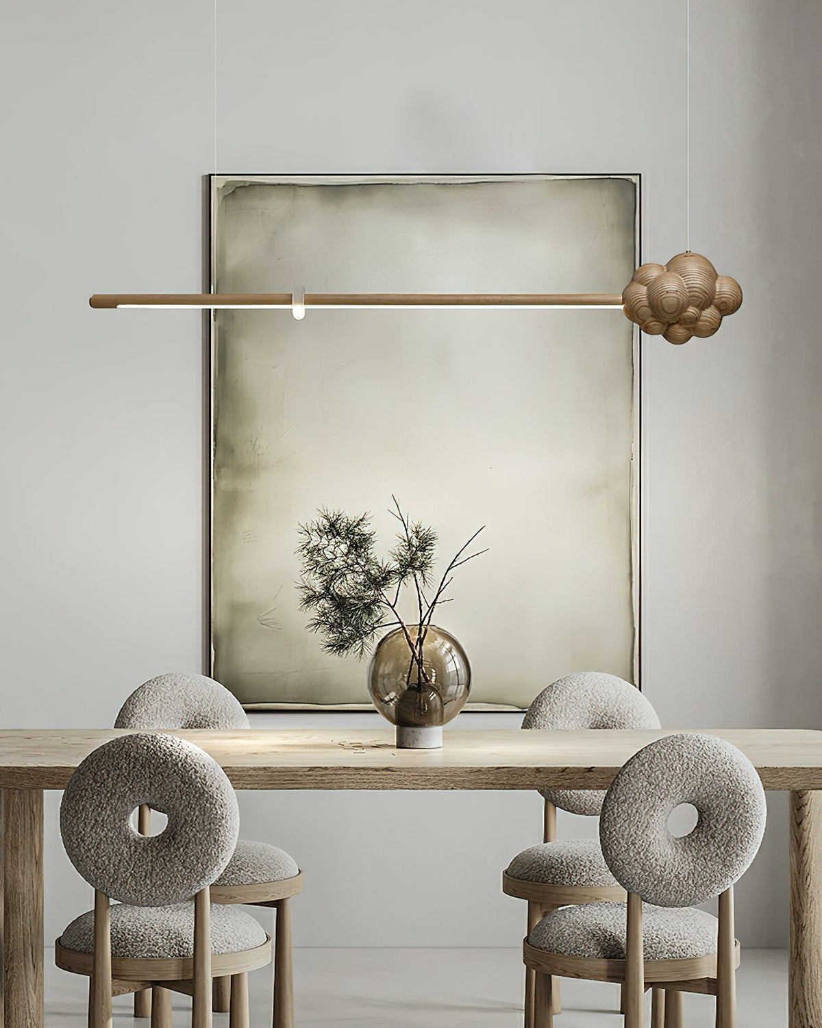 Lustra Suspension Minérale Nuage Bois Minimaliste - Neutralighting