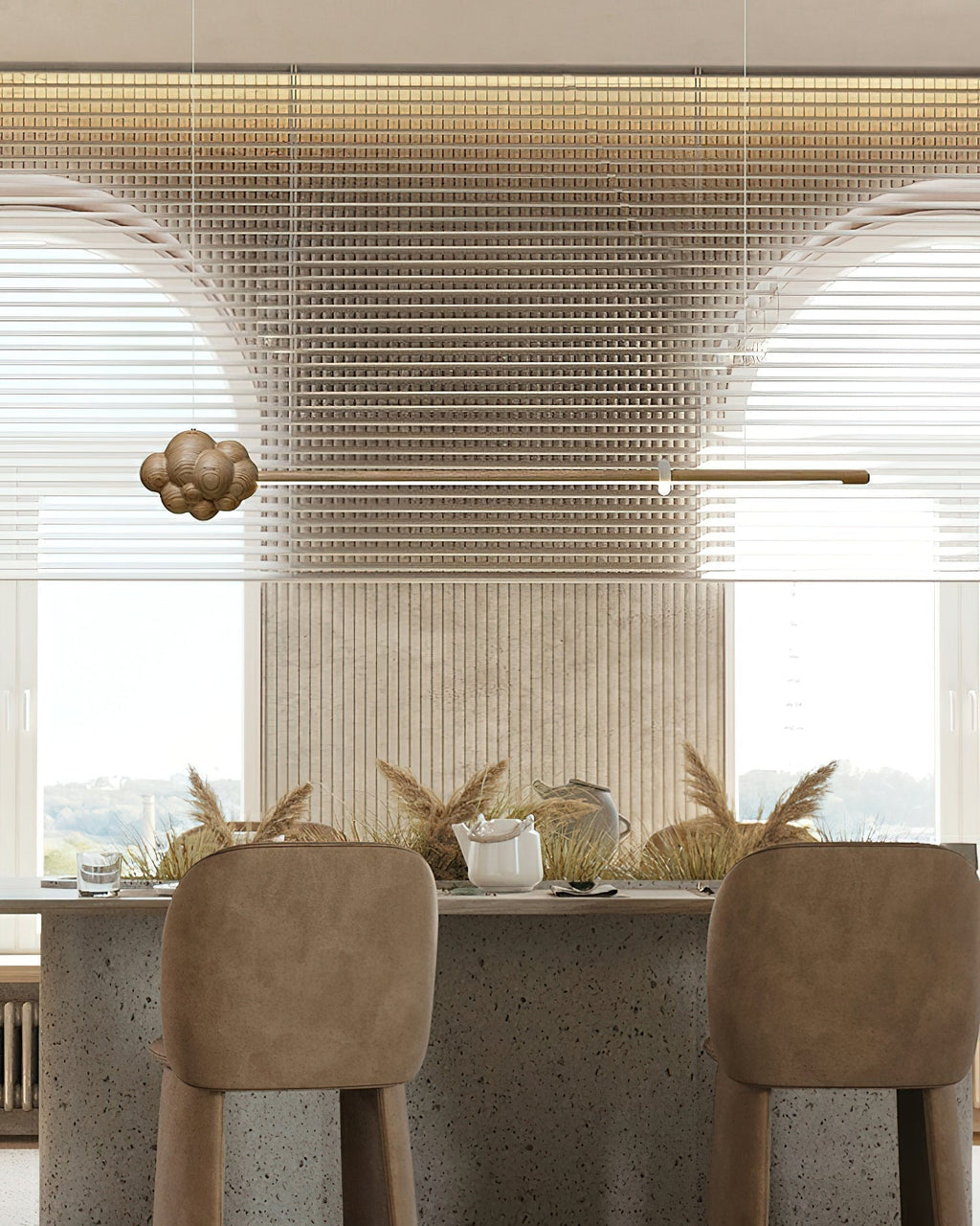 Lustra Suspension Minérale Nuage Bois Minimaliste - Neutralighting