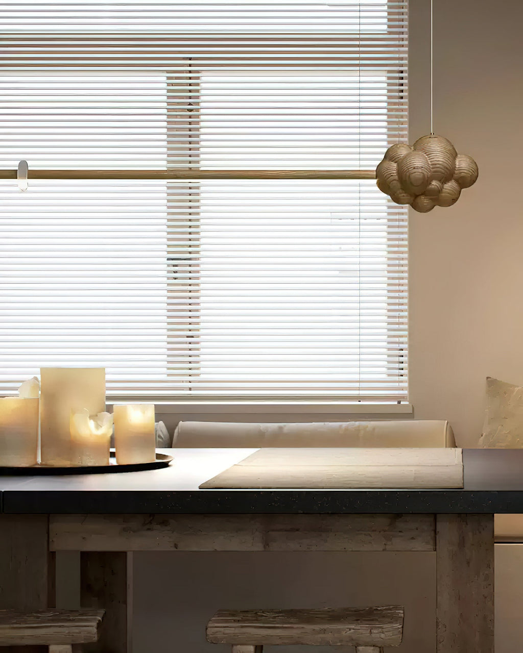 Lustra Suspension Minérale Nuage Bois Minimaliste - Neutralighting