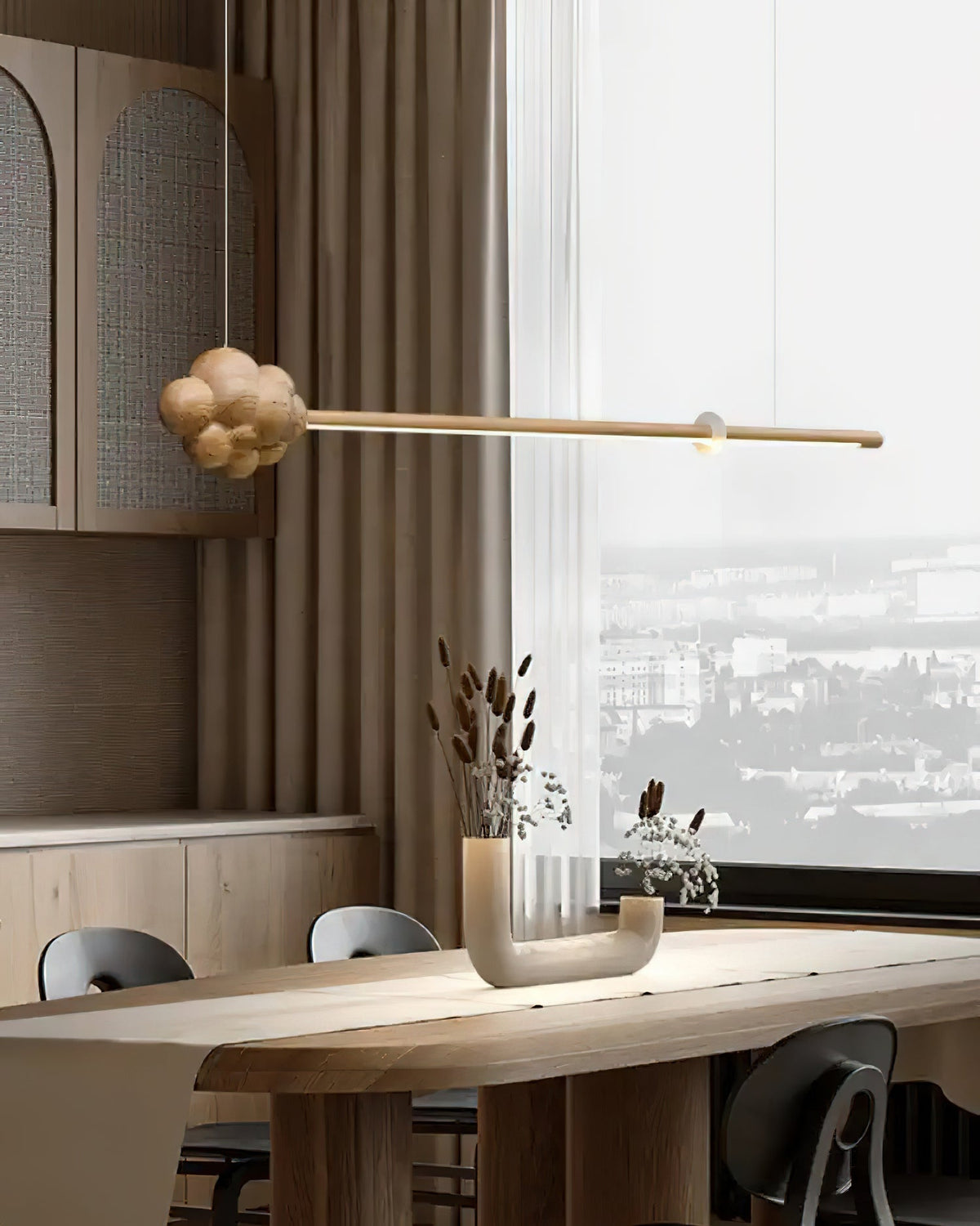 Lustra Suspension Minérale Nuage Bois Minimaliste - Neutralighting