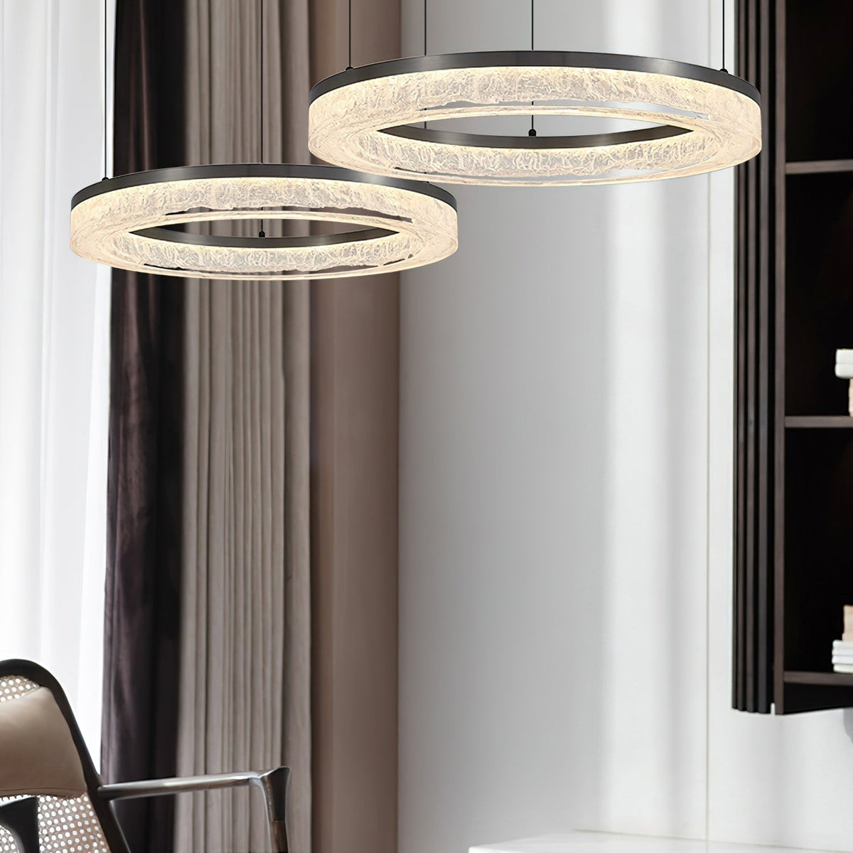 Idyll Chandelier Rond LED Métal Résine Minimaliste Moderne - Neutralighting