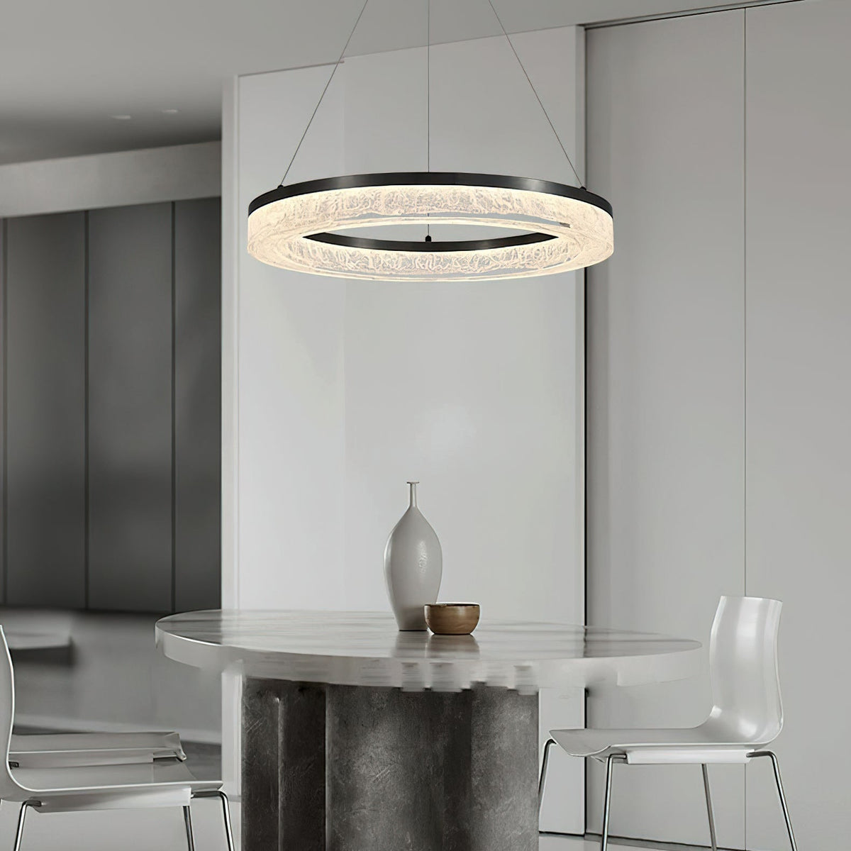 Idyll Chandelier Rond LED Métal Résine Minimaliste Moderne - Neutralighting