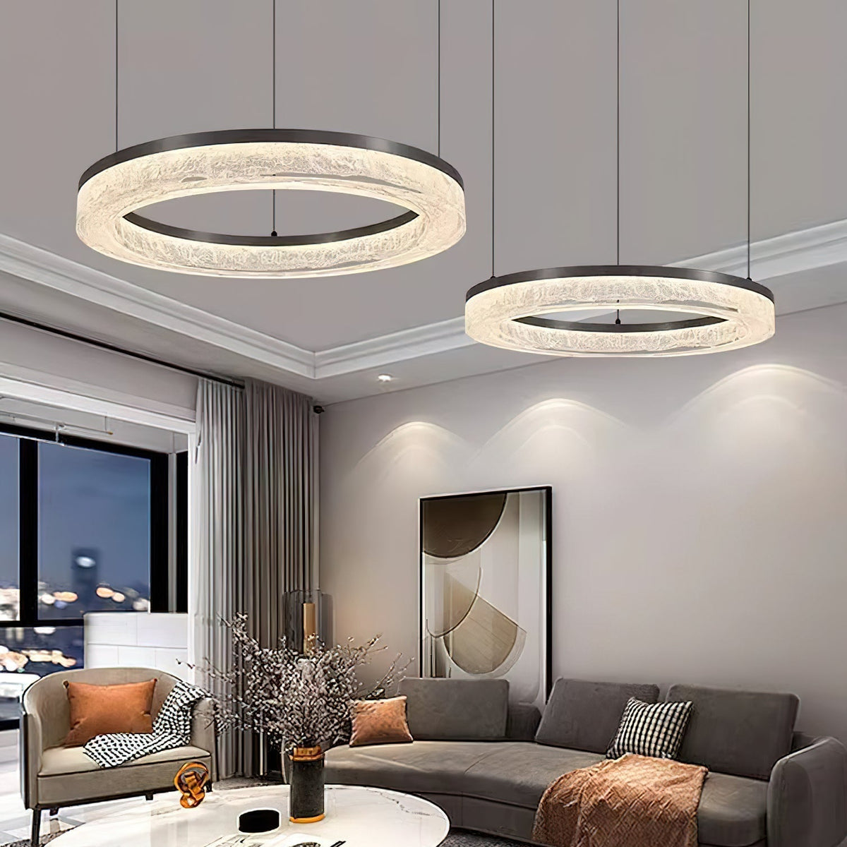 Idyll Chandelier Rond LED Métal Résine Minimaliste Moderne - Neutralighting