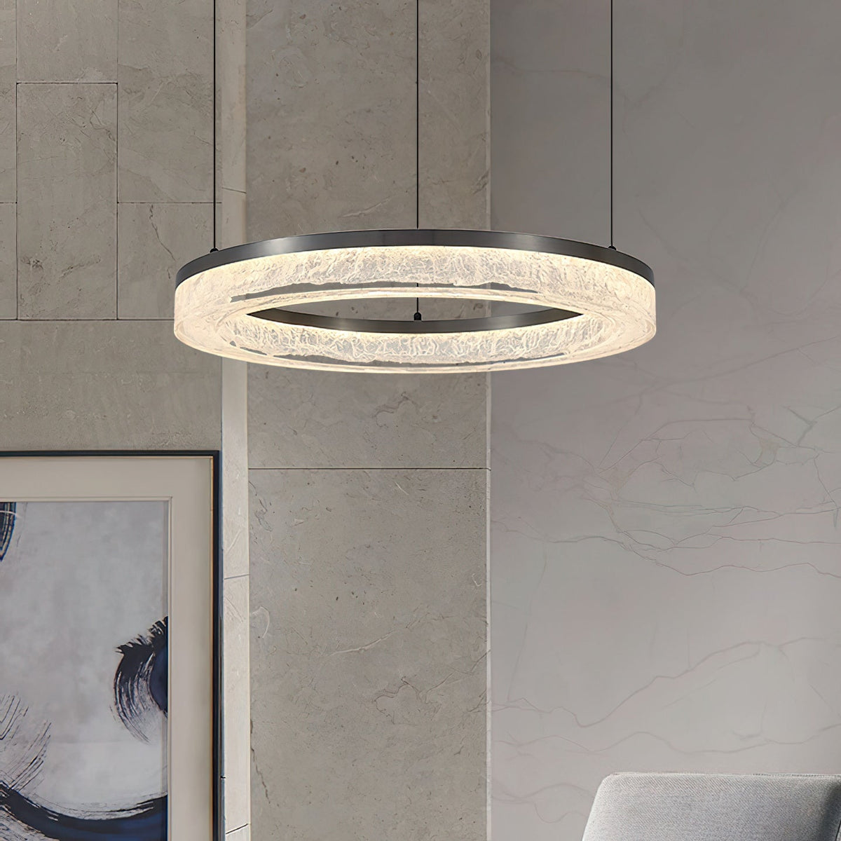 Idyll Chandelier Rond LED Métal Résine Minimaliste Moderne - Neutralighting