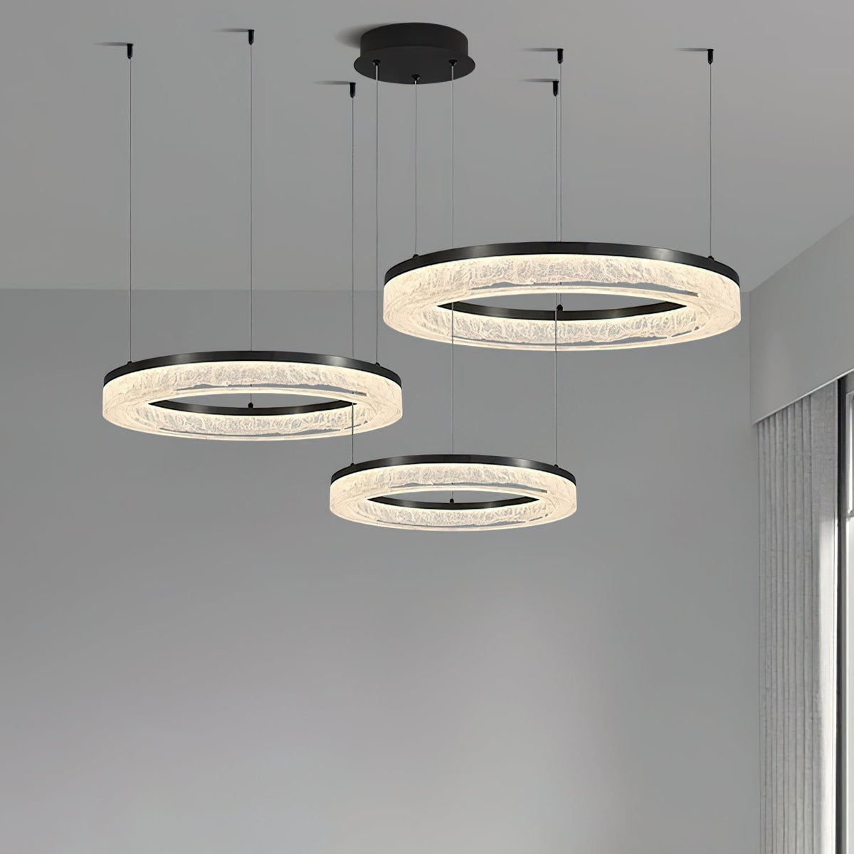 Idyll Chandelier Rond LED Métal Résine Minimaliste Moderne - Neutralighting