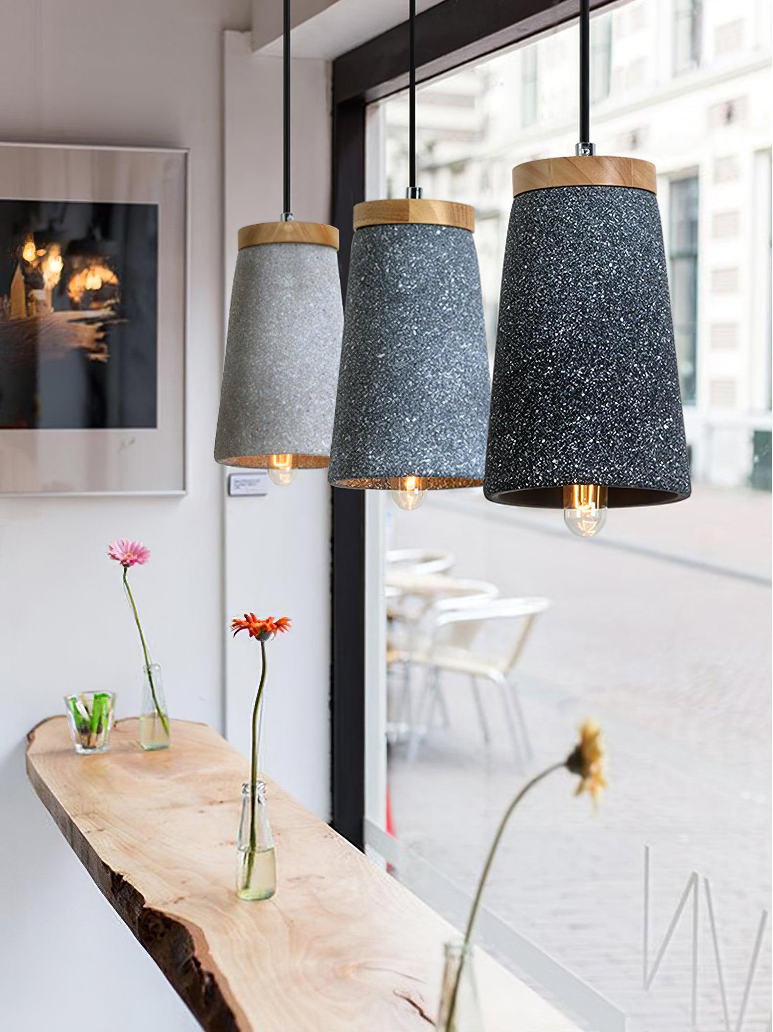 Althere Lustre Suspendu En Bois Et Ciment - Neutralighting