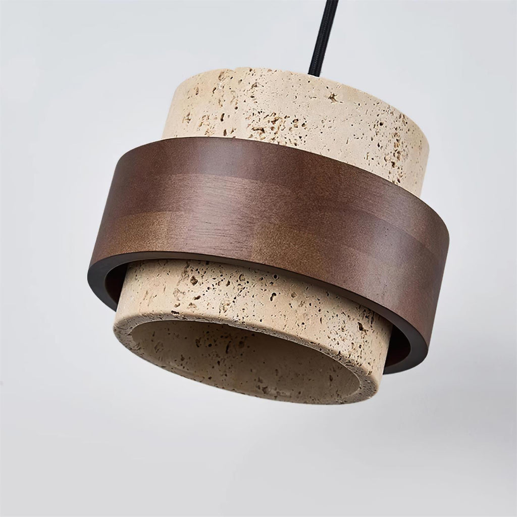 Avone Suspension à brancher en travertin et noyer - Neutralighting