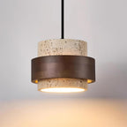 Avone Suspension à brancher en travertin et noyer - Neutralighting