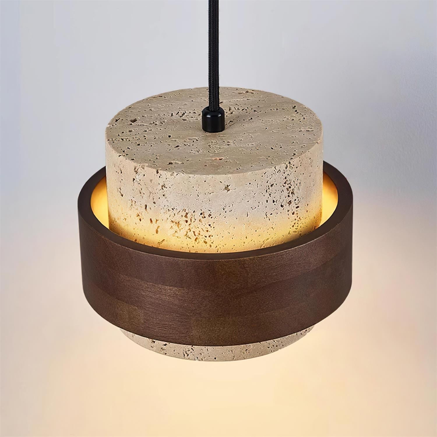 Avone Suspension à brancher en travertin et noyer - Neutralighting