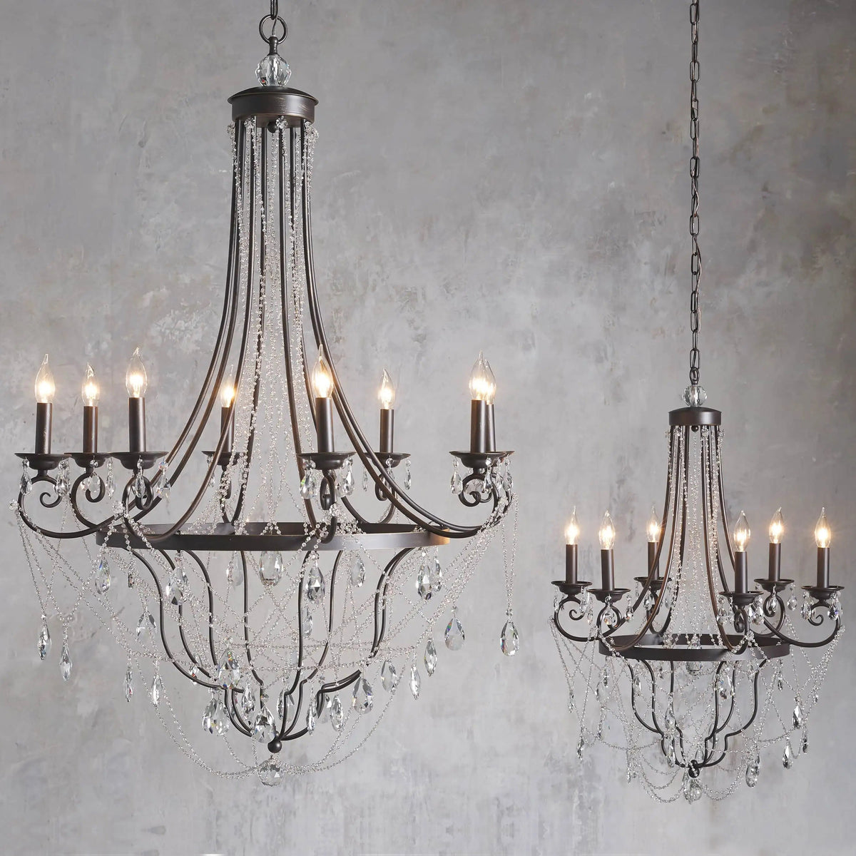 Luster Chandelier Métal Cristal Industriel Traditionnel Vintage - Neutralighting