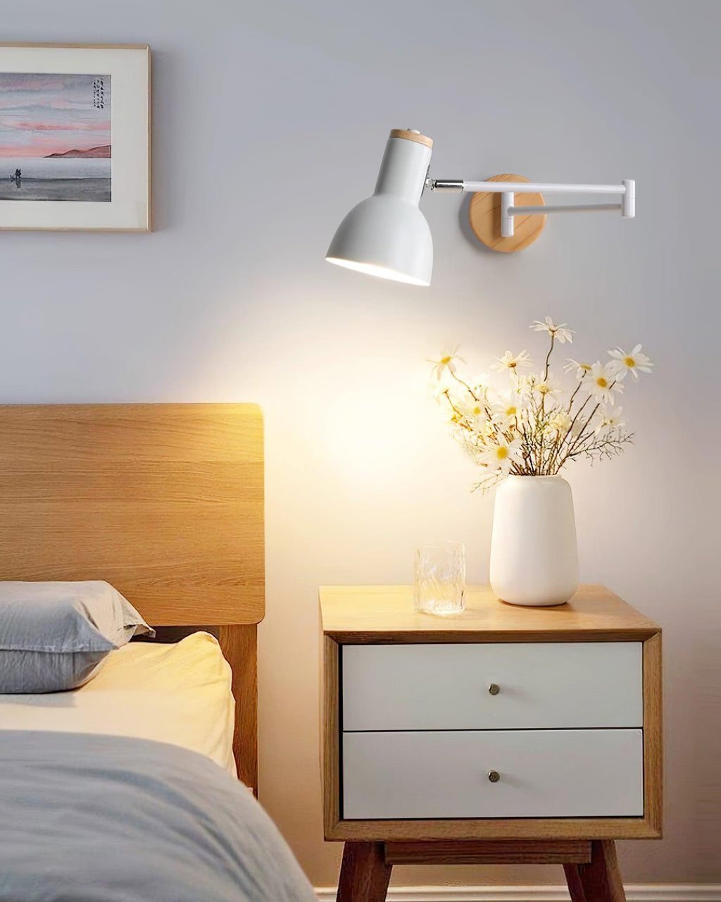 Applique Murale Réglable Cône Ombre Bois Base Moderne - Neutralighting