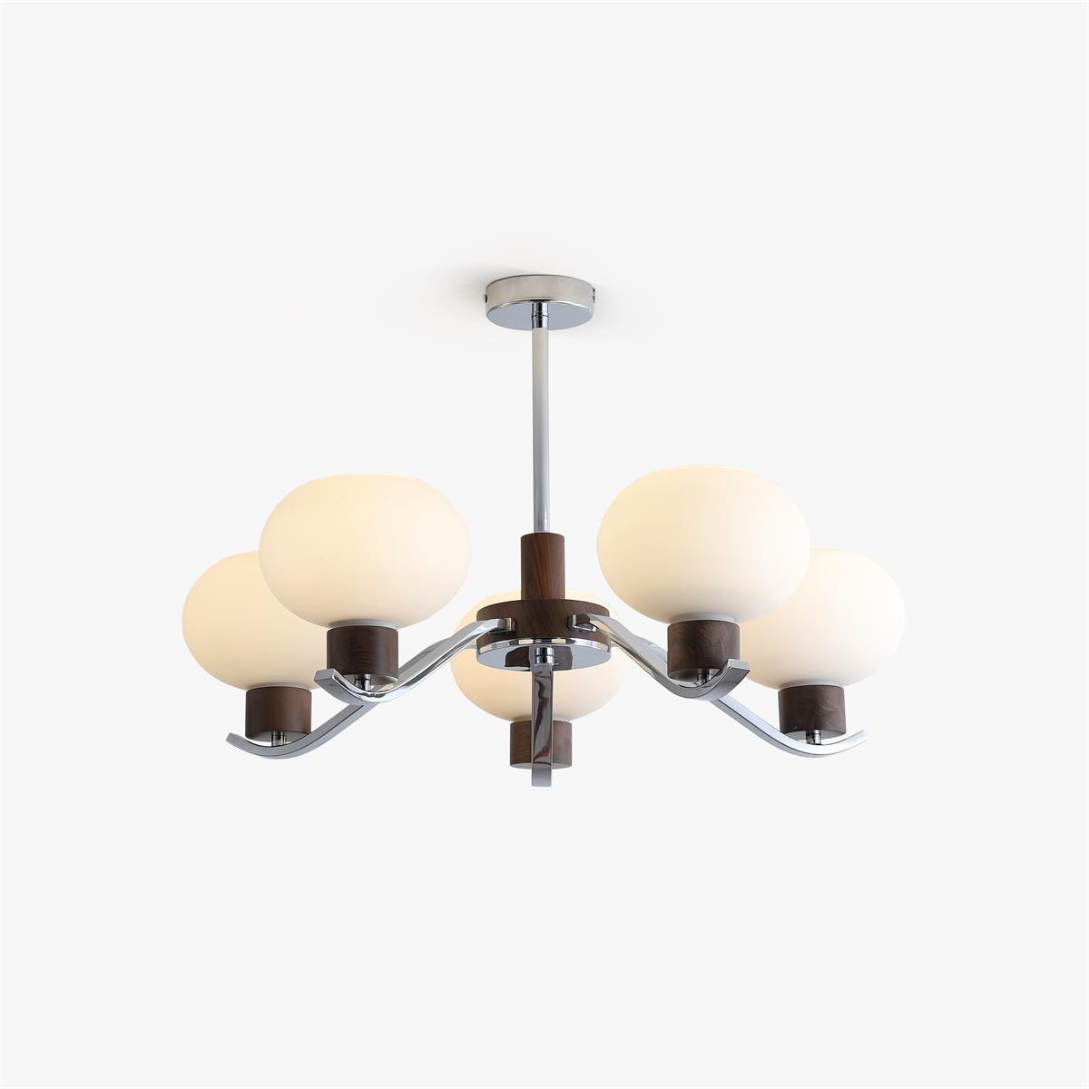 Lustra Chandelier Élégant en Chrome et Noyer - Neutralighting