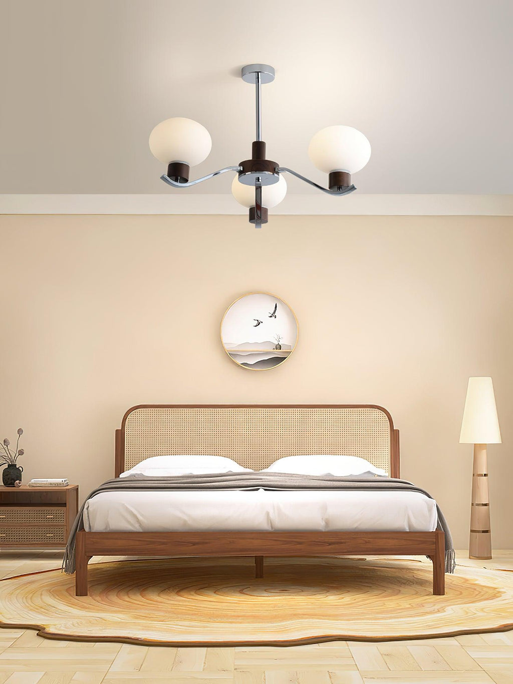 Lustra Chandelier Élégant en Chrome et Noyer - Neutralighting