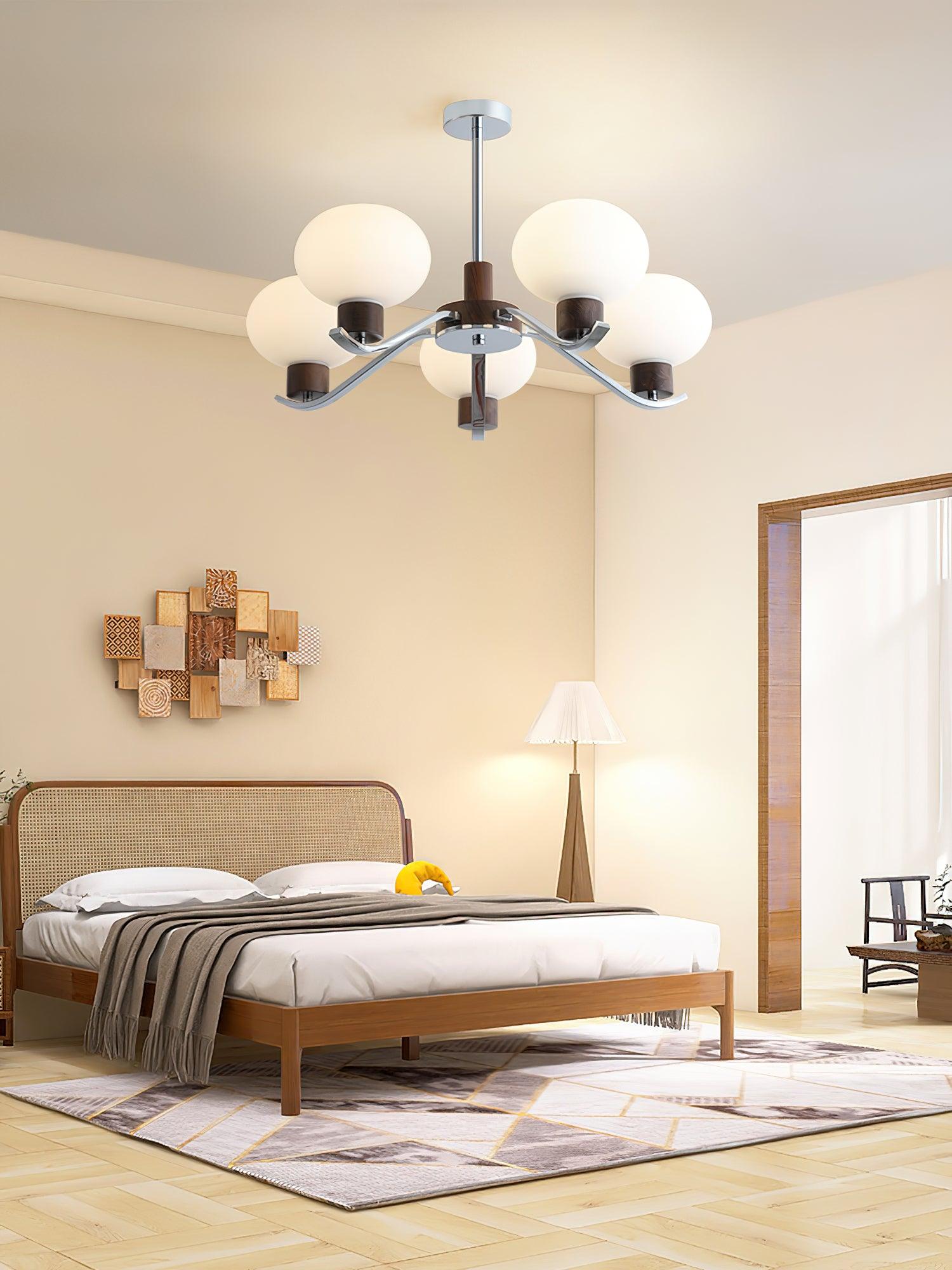 Lustra Chandelier Élégant en Chrome et Noyer - Neutralighting