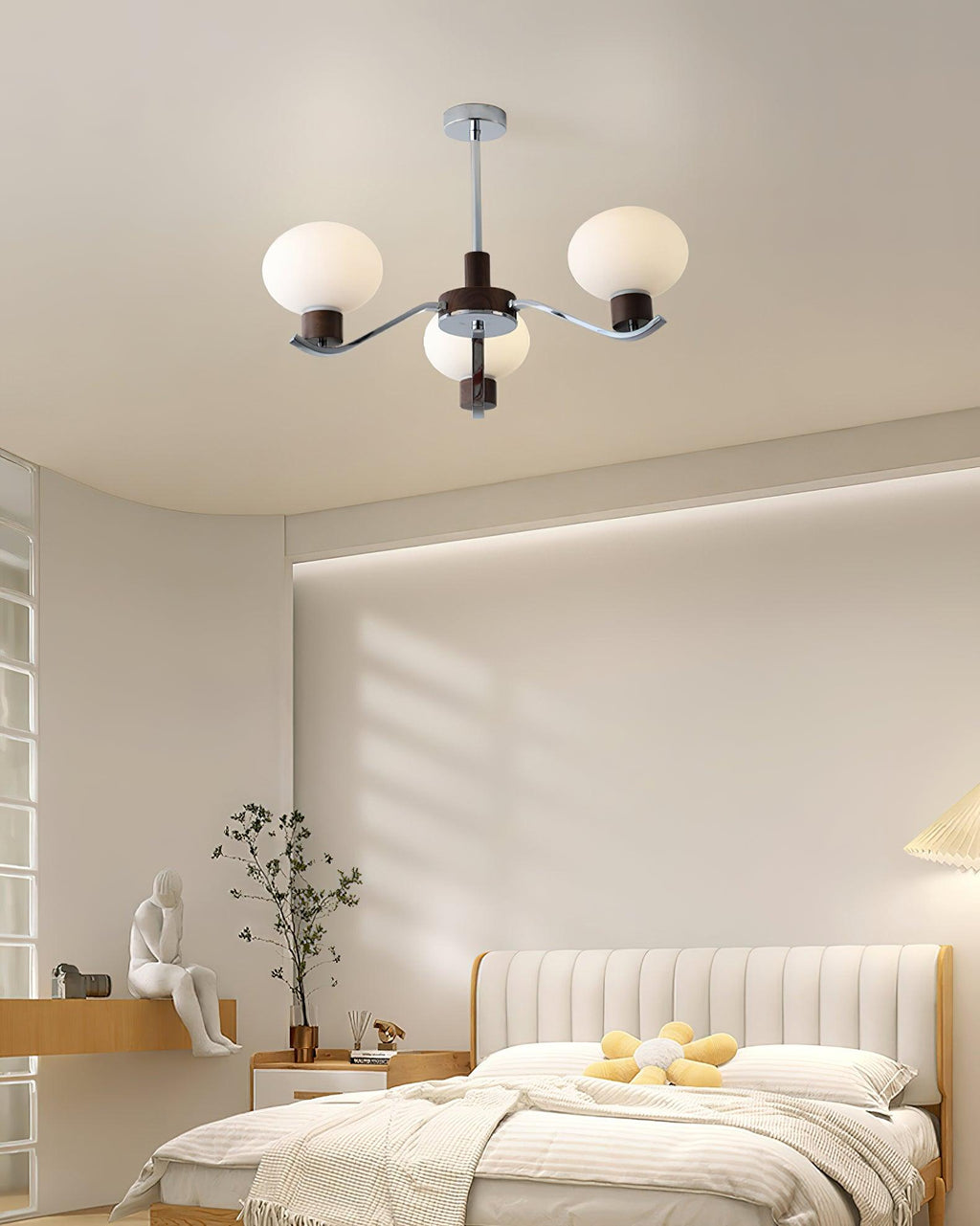 Lustra Chandelier Élégant en Chrome et Noyer - Neutralighting