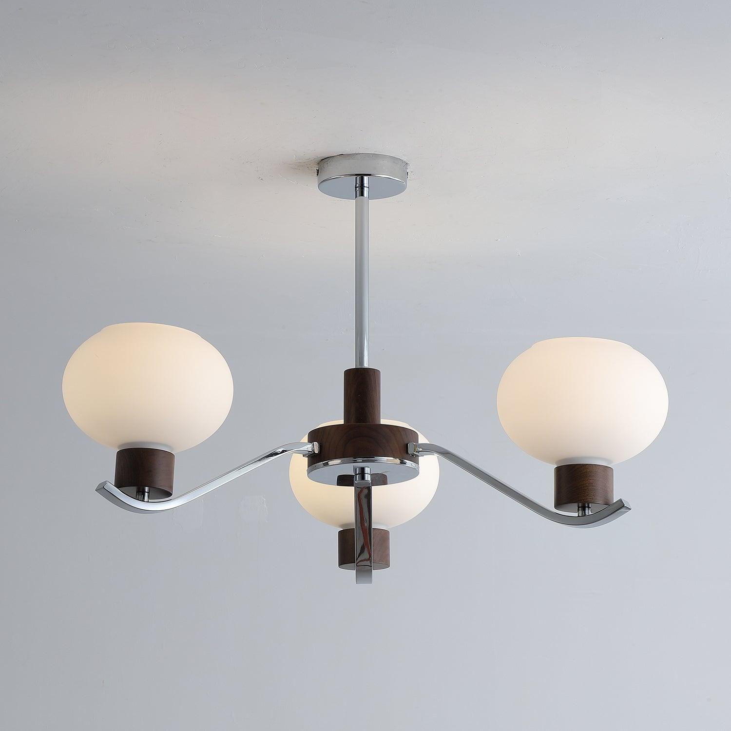 Lustra Chandelier Élégant en Chrome et Noyer - Neutralighting
