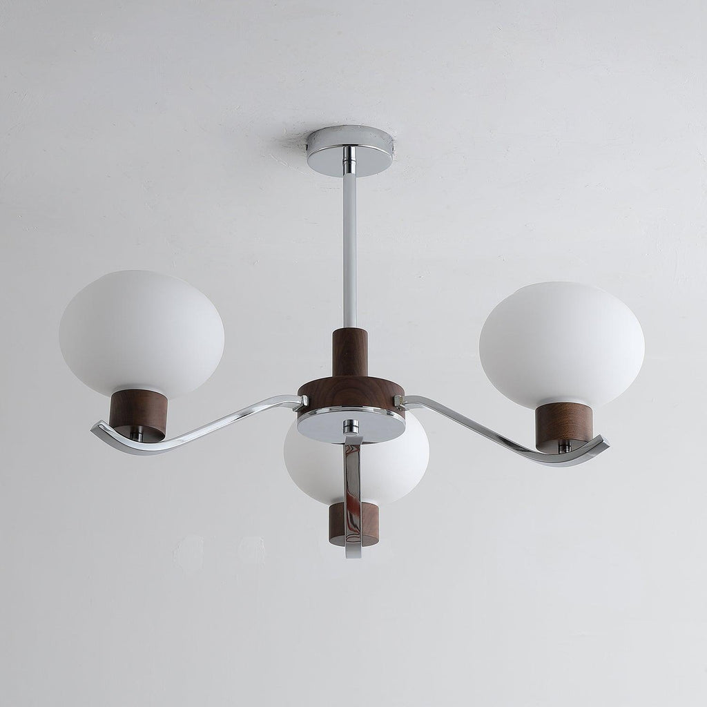 Lustra Chandelier Élégant en Chrome et Noyer - Neutralighting