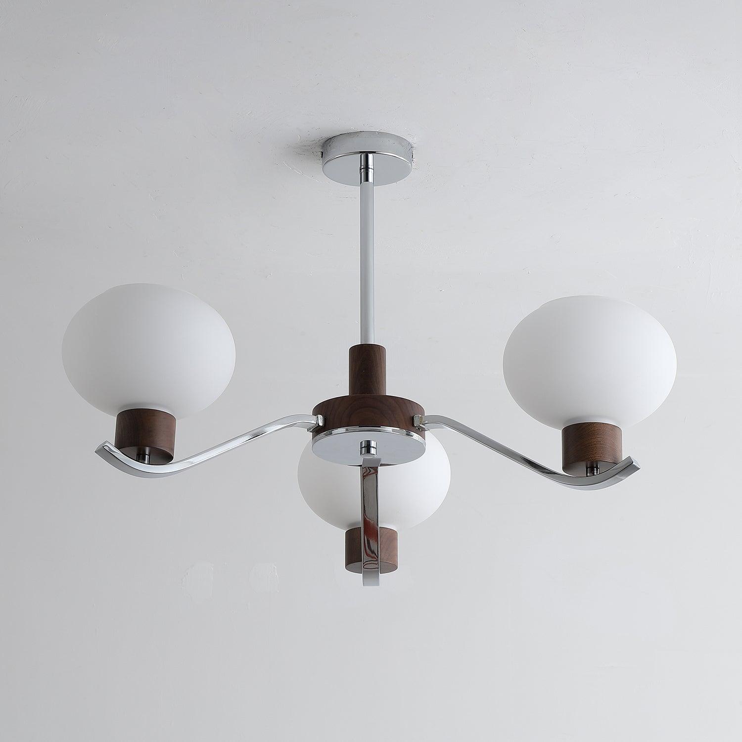 Lustra Chandelier Élégant en Chrome et Noyer - Neutralighting