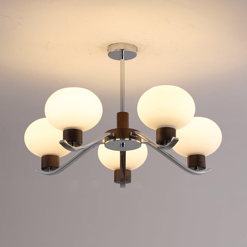 Lustra Chandelier Élégant en Chrome et Noyer - Neutralighting