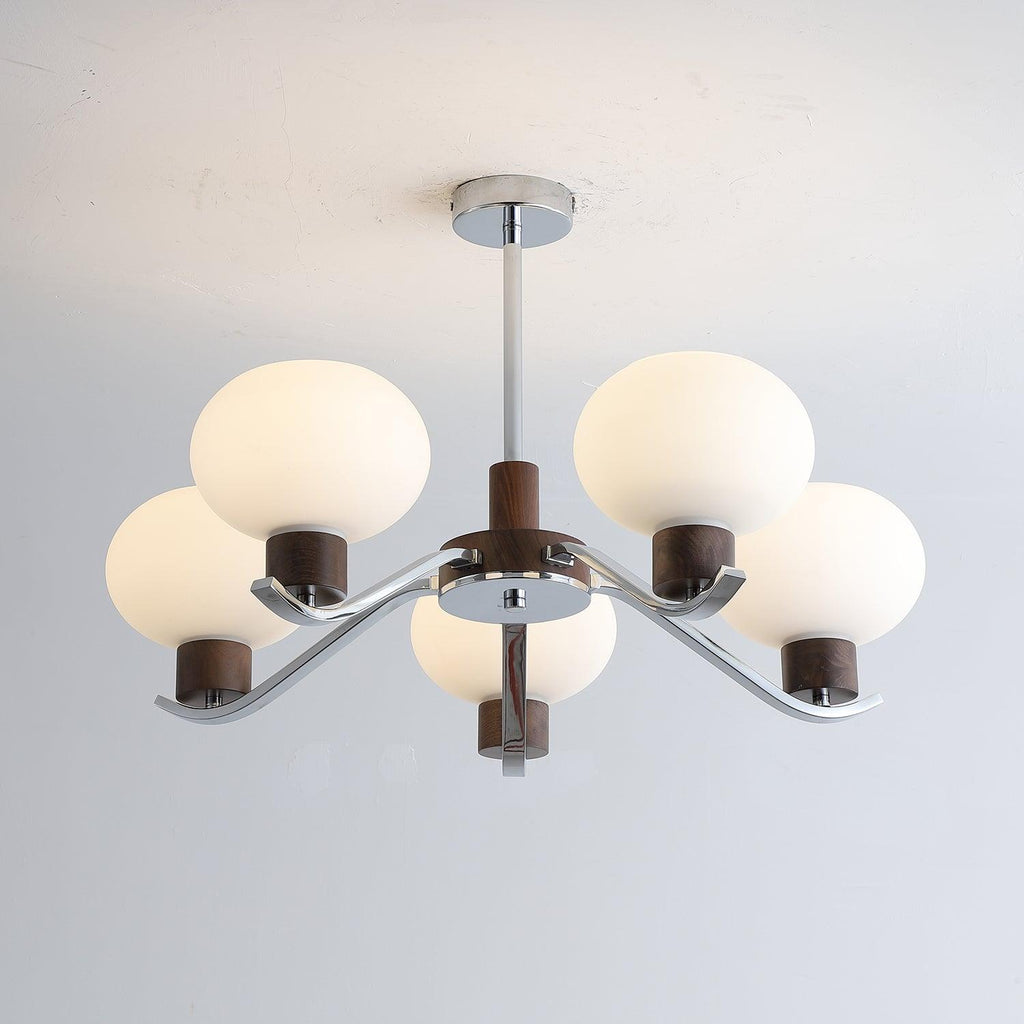 Lustra Chandelier Élégant en Chrome et Noyer - Neutralighting