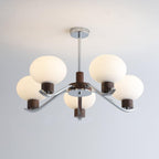 Lustra Chandelier Élégant en Chrome et Noyer - Neutralighting