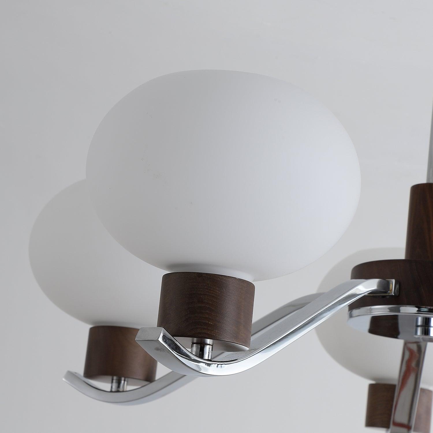 Lustra Chandelier Élégant en Chrome et Noyer - Neutralighting