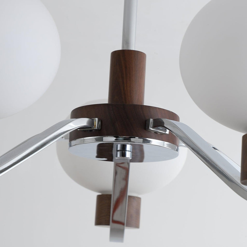 Lustra Chandelier Élégant en Chrome et Noyer - Neutralighting