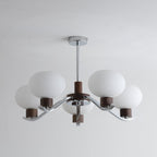 Lustra Chandelier Élégant en Chrome et Noyer - Neutralighting