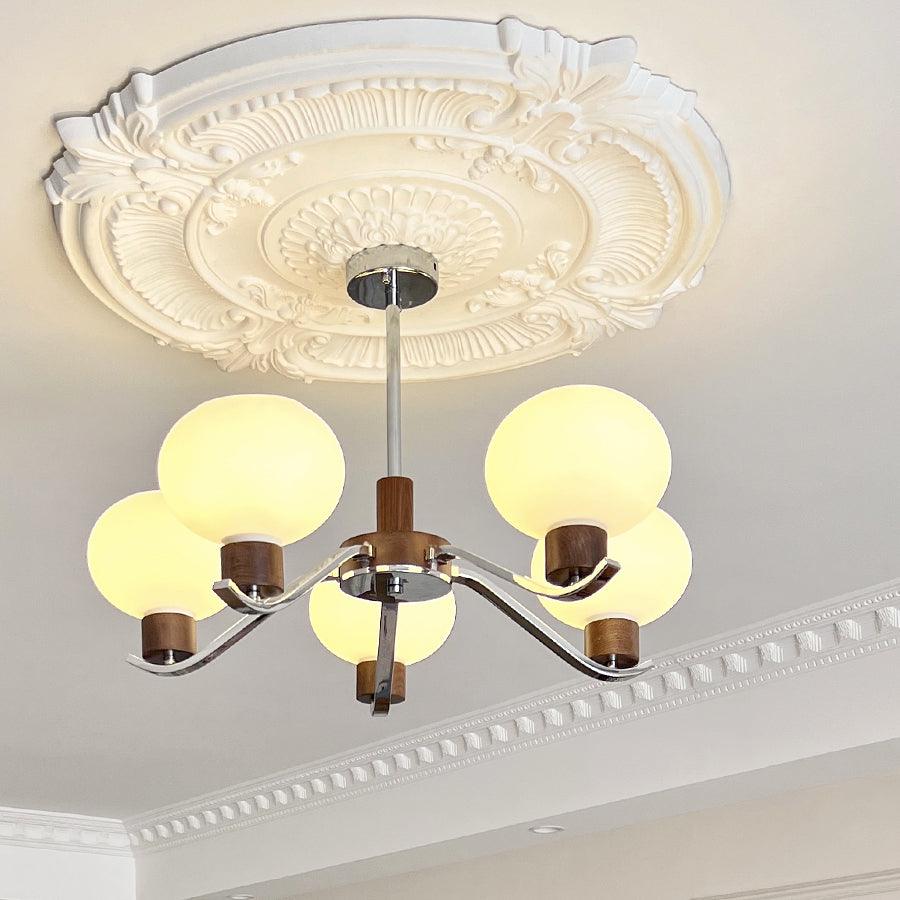 Lustra Chandelier Élégant en Chrome et Noyer - Neutralighting
