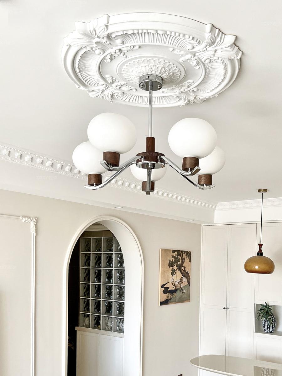 Lustra Chandelier Élégant en Chrome et Noyer - Neutralighting