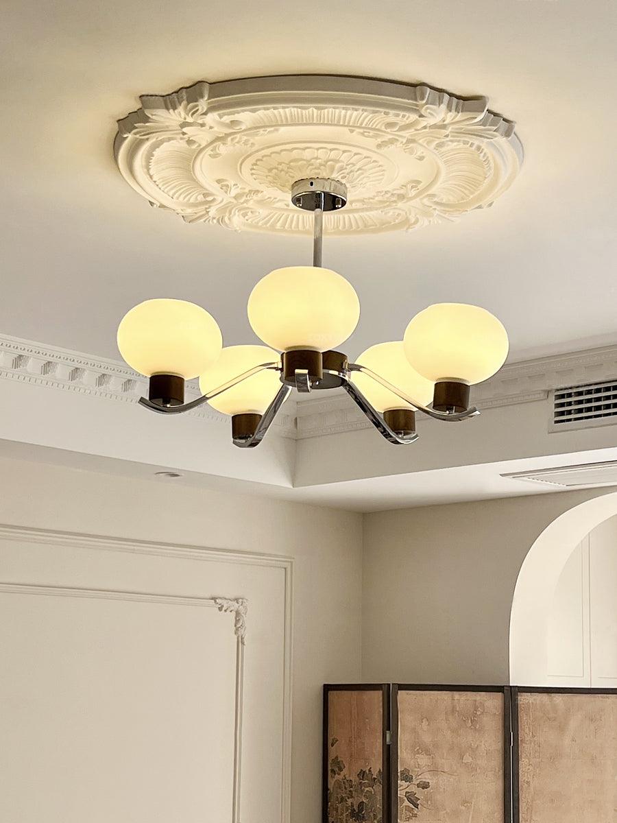 Lustra Chandelier Élégant en Chrome et Noyer - Neutralighting