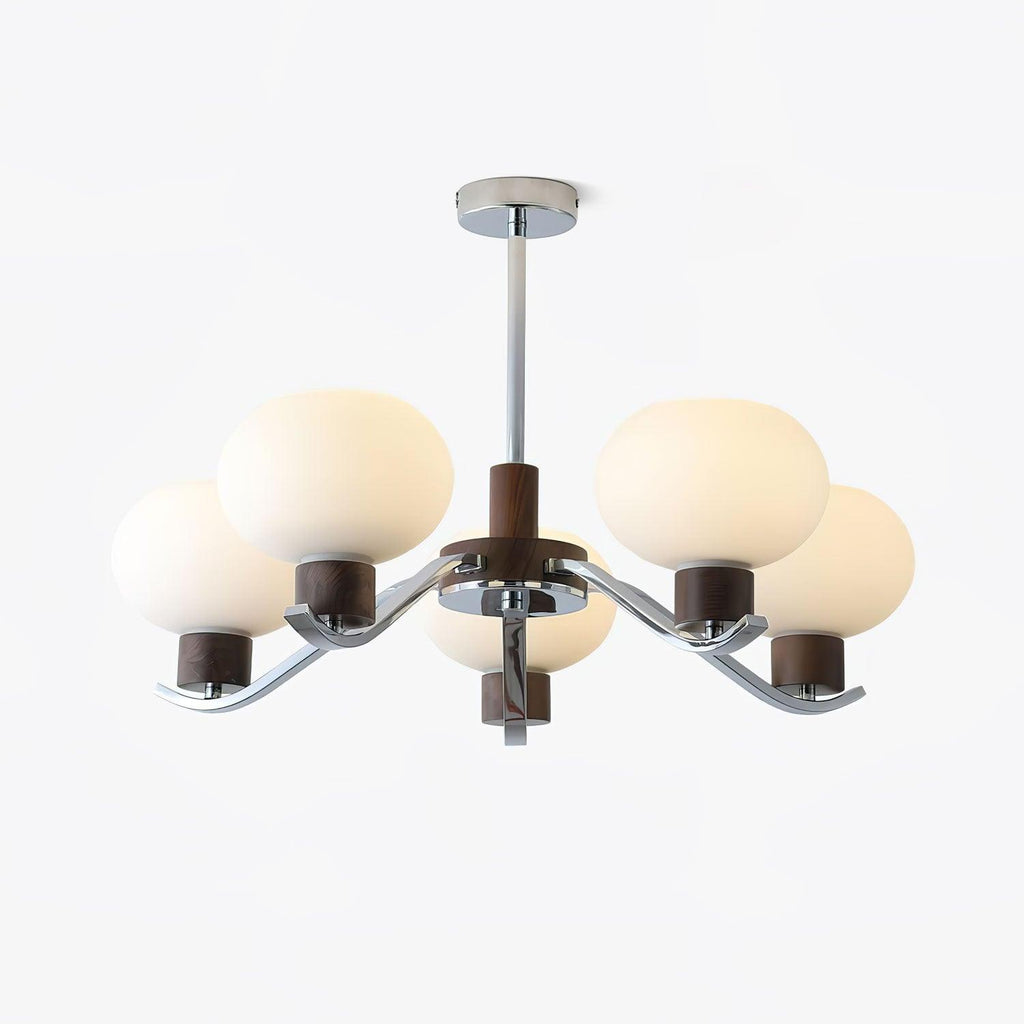 Lustra Chandelier Élégant en Chrome et Noyer - Neutralighting