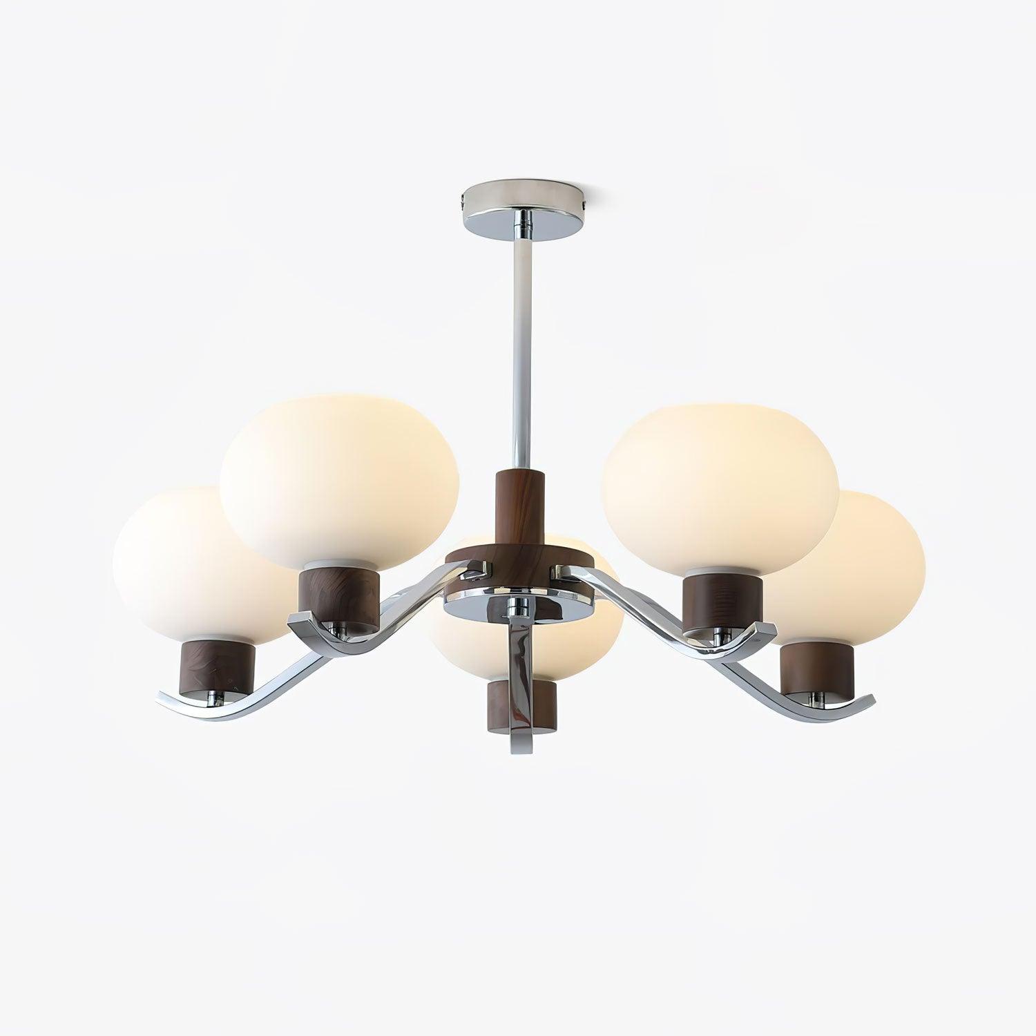 Lustra Chandelier Élégant en Chrome et Noyer - Neutralighting