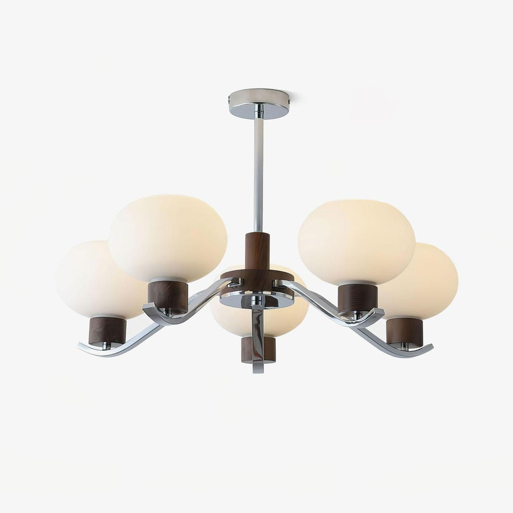 Lustra Chandelier Élégant en Chrome et Noyer - Neutralighting