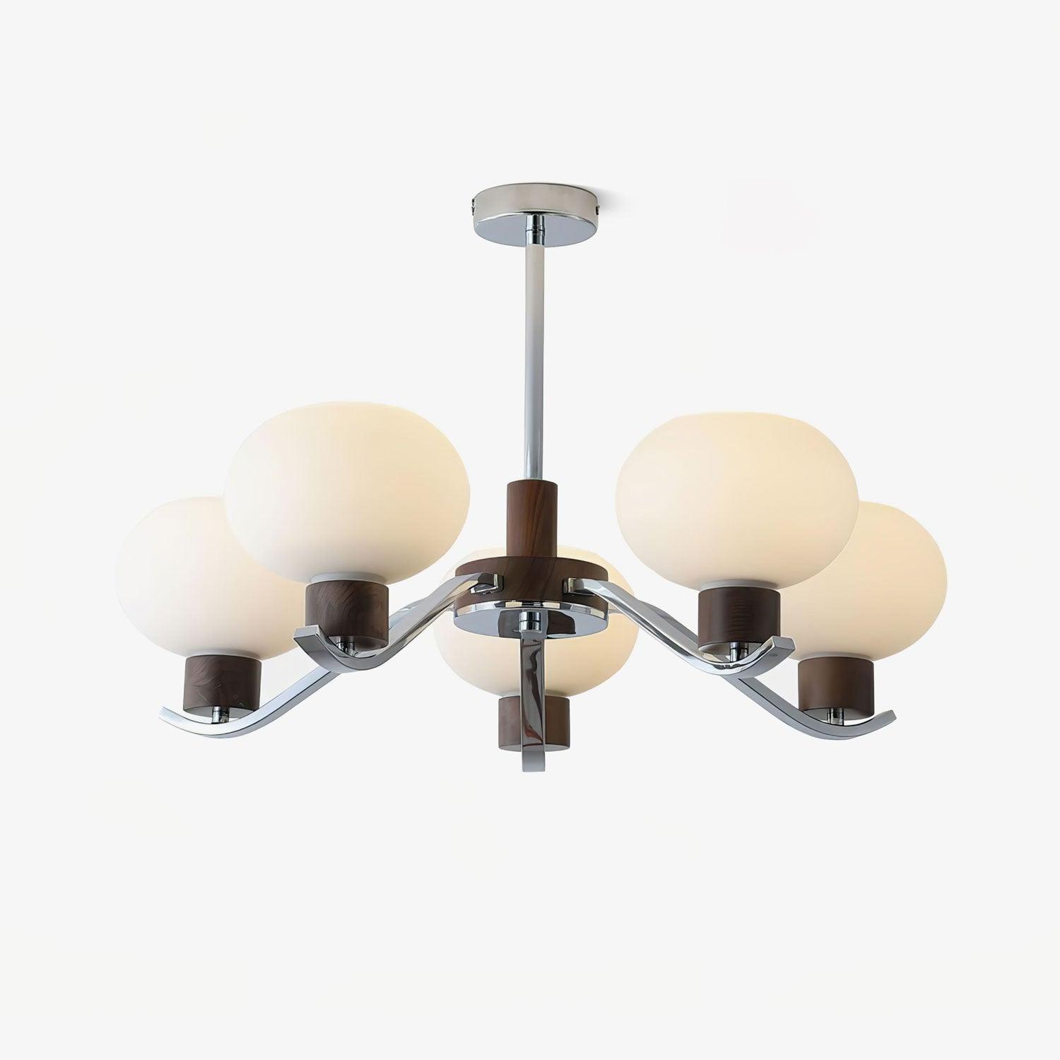 Lustra Chandelier Élégant en Chrome et Noyer - Neutralighting