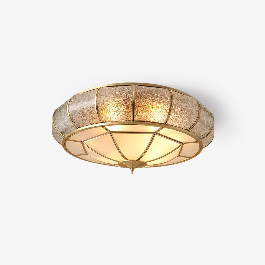 Ulrinara Postmoderne Luxe Tambour Laiton Verre Plafonnier - Neutralighting