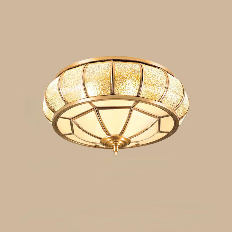Ulrinara Postmoderne Luxe Tambour Laiton Verre Plafonnier - Neutralighting