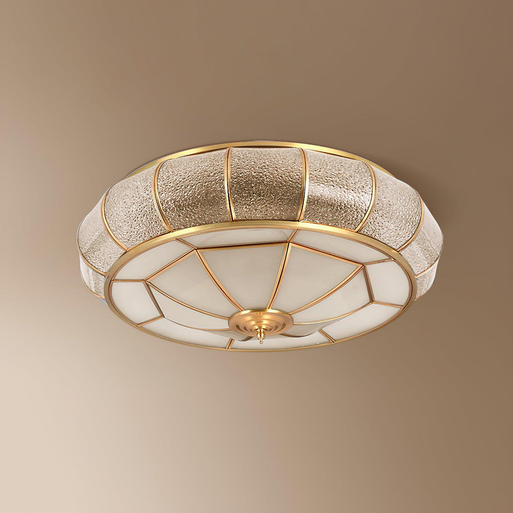 Ulrinara Postmoderne Luxe Tambour Laiton Verre Plafonnier - Neutralighting